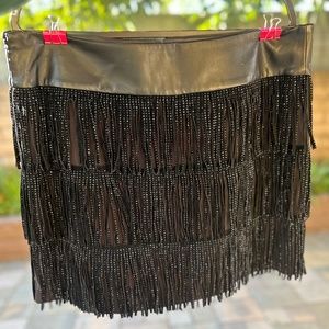 DKNY Rhinestone Fringe Skirt
